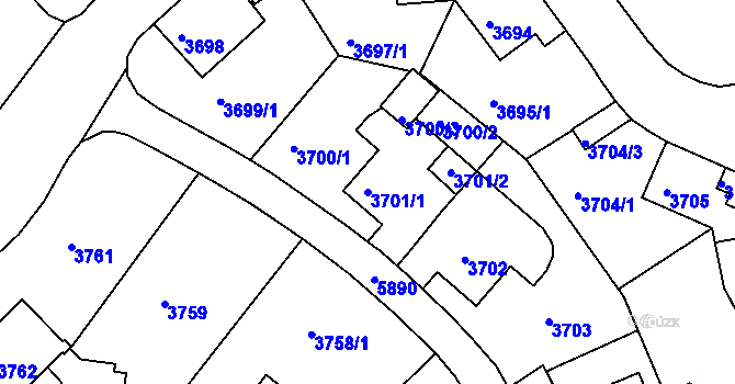 Parcela st. 3701/1 v KÚ Liberec, Katastrální mapa