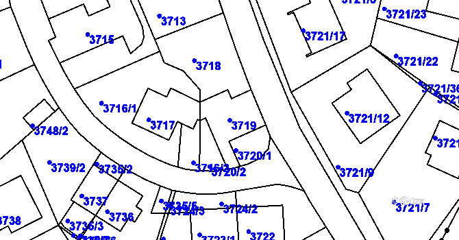 Parcela st. 3719 v KÚ Liberec, Katastrální mapa