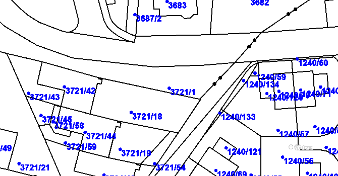 Parcela st. 3721/1 v KÚ Liberec, Katastrální mapa