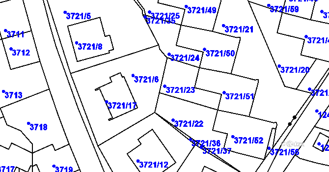 Parcela st. 3721/23 v KÚ Liberec, Katastrální mapa