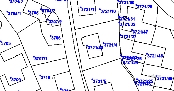 Parcela st. 3721/40 v KÚ Liberec, Katastrální mapa