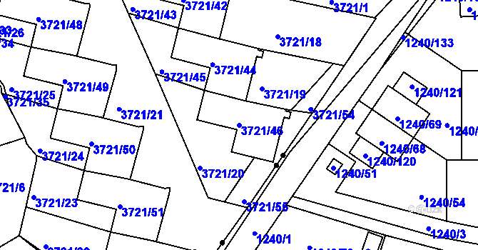 Parcela st. 3721/46 v KÚ Liberec, Katastrální mapa