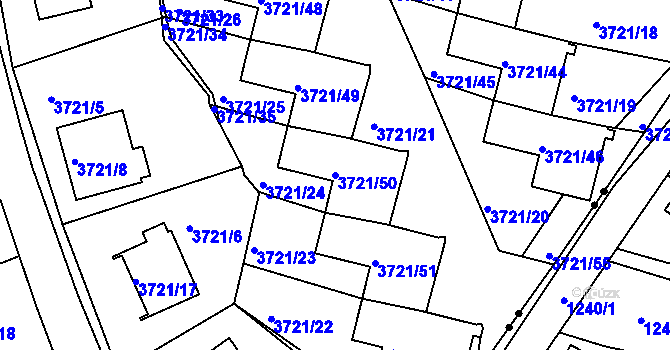 Parcela st. 3721/50 v KÚ Liberec, Katastrální mapa