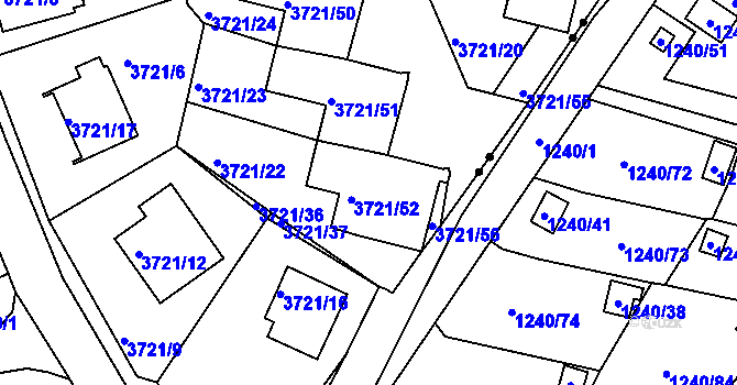 Parcela st. 3721/52 v KÚ Liberec, Katastrální mapa