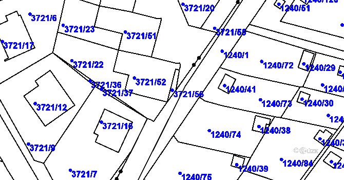 Parcela st. 3721/56 v KÚ Liberec, Katastrální mapa