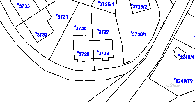Parcela st. 3728 v KÚ Liberec, Katastrální mapa