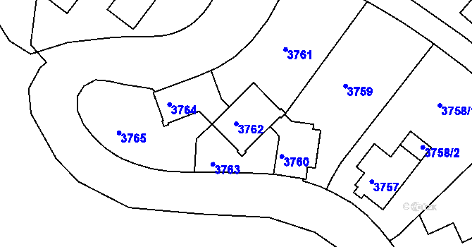 Parcela st. 3762 v KÚ Liberec, Katastrální mapa