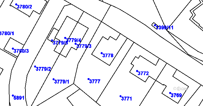Parcela st. 3778 v KÚ Liberec, Katastrální mapa