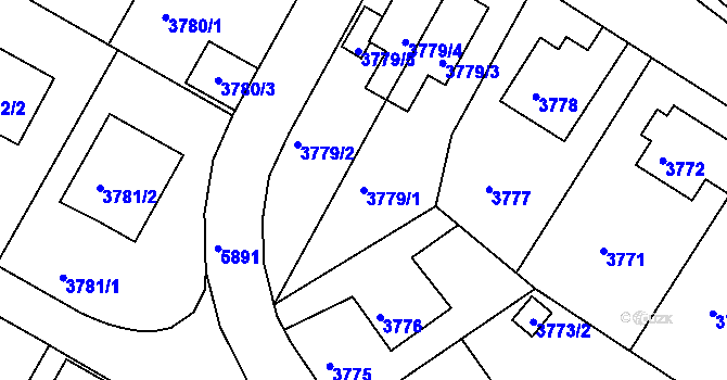 Parcela st. 3779/1 v KÚ Liberec, Katastrální mapa