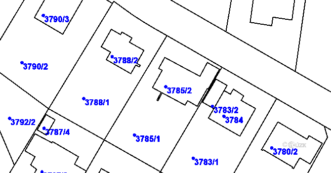 Parcela st. 3785/2 v KÚ Liberec, Katastrální mapa