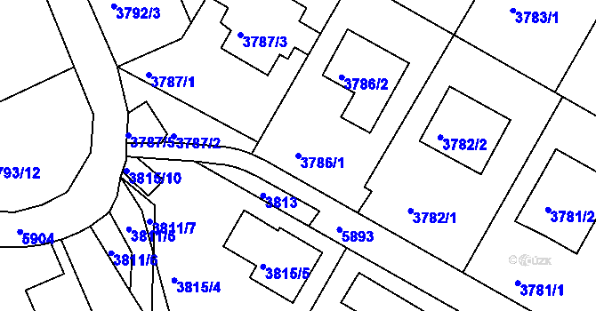 Parcela st. 3786/1 v KÚ Liberec, Katastrální mapa