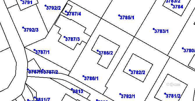 Parcela st. 3786/2 v KÚ Liberec, Katastrální mapa