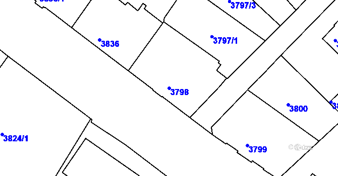 Parcela st. 3798 v KÚ Liberec, Katastrální mapa