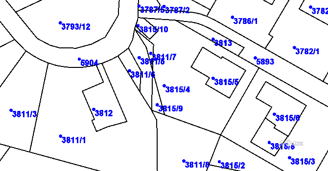 Parcela st. 3815/4 v KÚ Liberec, Katastrální mapa