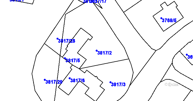 Parcela st. 3817/2 v KÚ Liberec, Katastrální mapa