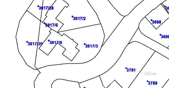 Parcela st. 3817/3 v KÚ Liberec, Katastrální mapa