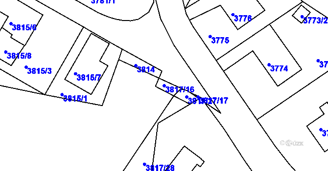 Parcela st. 3817/16 v KÚ Liberec, Katastrální mapa