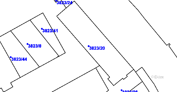 Parcela st. 3823/20 v KÚ Liberec, Katastrální mapa