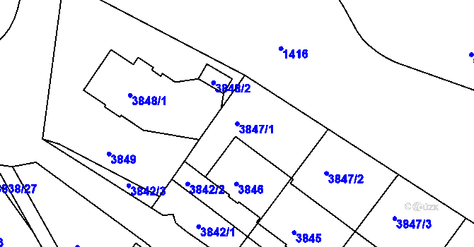 Parcela st. 3847/1 v KÚ Liberec, Katastrální mapa