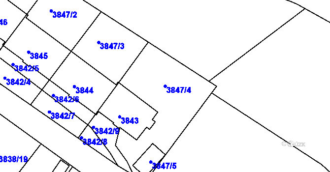 Parcela st. 3847/4 v KÚ Liberec, Katastrální mapa