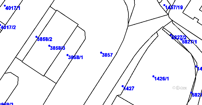 Parcela st. 3857 v KÚ Liberec, Katastrální mapa