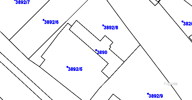 Parcela st. 3890 v KÚ Liberec, Katastrální mapa