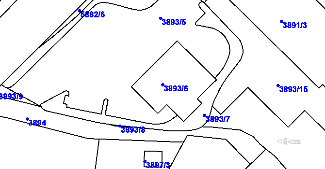 Parcela st. 3893/6 v KÚ Liberec, Katastrální mapa