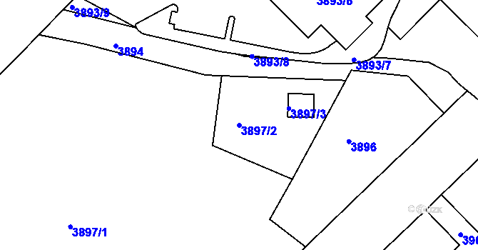 Parcela st. 3897/2 v KÚ Liberec, Katastrální mapa