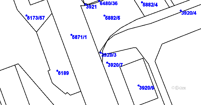 Parcela st. 3920/3 v KÚ Liberec, Katastrální mapa
