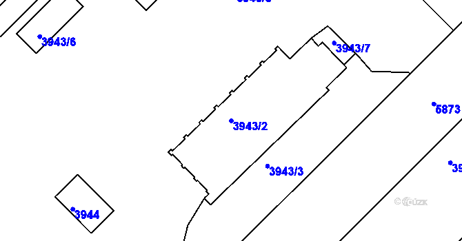 Parcela st. 3943/2 v KÚ Liberec, Katastrální mapa