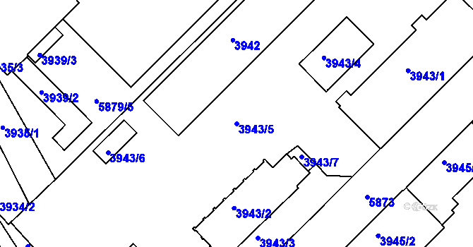 Parcela st. 3943/5 v KÚ Liberec, Katastrální mapa