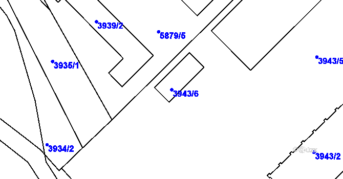 Parcela st. 3943/6 v KÚ Liberec, Katastrální mapa