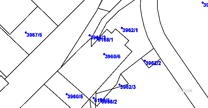 Parcela st. 3960/6 v KÚ Liberec, Katastrální mapa