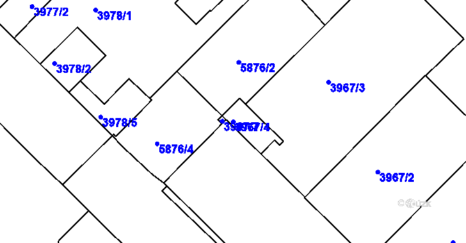 Parcela st. 3967/4 v KÚ Liberec, Katastrální mapa