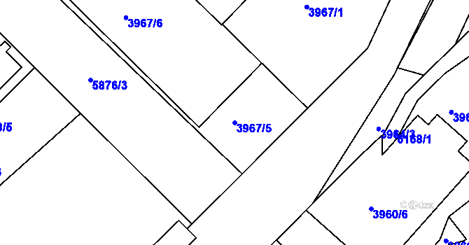 Parcela st. 3967/5 v KÚ Liberec, Katastrální mapa