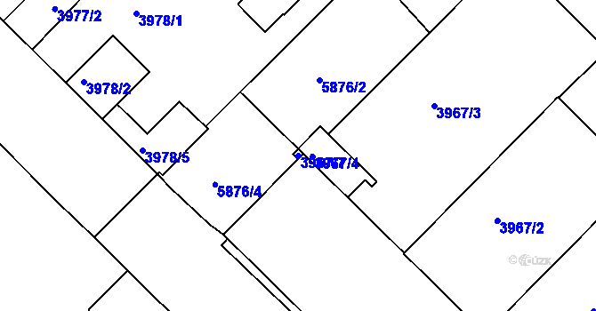 Parcela st. 3967/7 v KÚ Liberec, Katastrální mapa