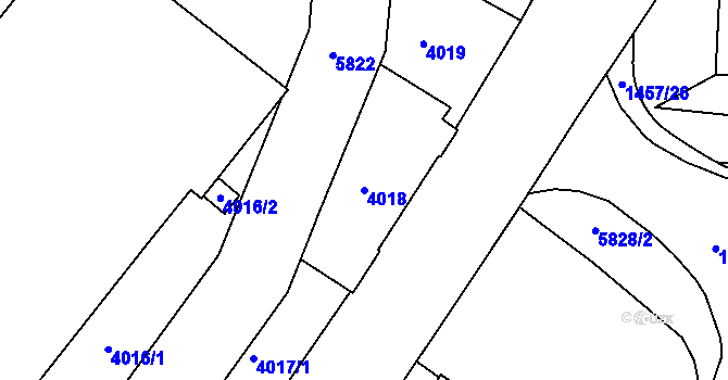 Parcela st. 4018 v KÚ Liberec, Katastrální mapa