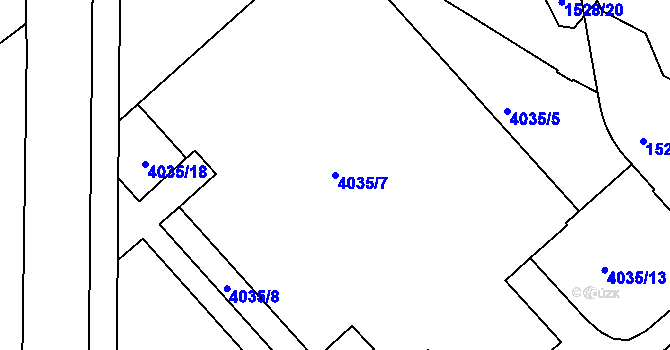 Parcela st. 4035/7 v KÚ Liberec, Katastrální mapa