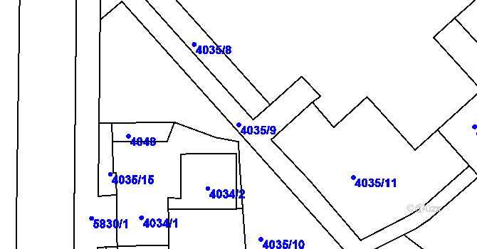 Parcela st. 4035/9 v KÚ Liberec, Katastrální mapa