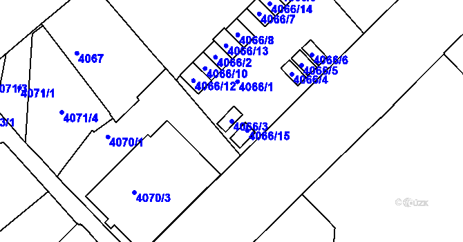 Parcela st. 4066/3 v KÚ Liberec, Katastrální mapa