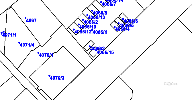 Parcela st. 4066/15 v KÚ Liberec, Katastrální mapa