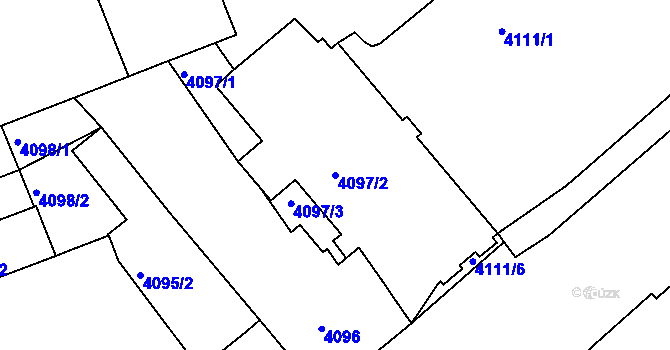 Parcela st. 4097/2 v KÚ Liberec, Katastrální mapa