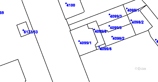 Parcela st. 4099/1 v KÚ Liberec, Katastrální mapa