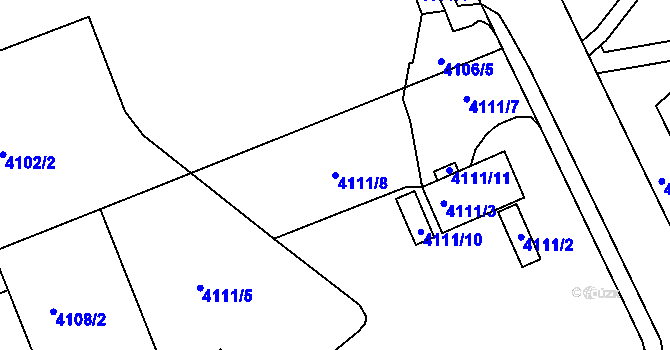 Parcela st. 4111/8 v KÚ Liberec, Katastrální mapa