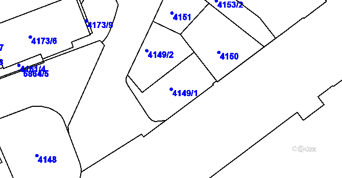 Parcela st. 4149/1 v KÚ Liberec, Katastrální mapa