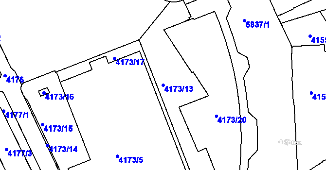 Parcela st. 4173/13 v KÚ Liberec, Katastrální mapa