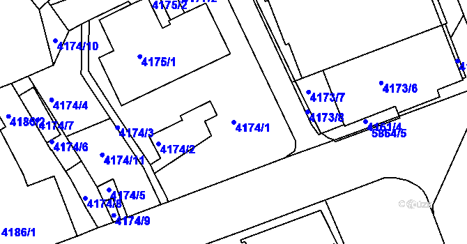 Parcela st. 4174/1 v KÚ Liberec, Katastrální mapa