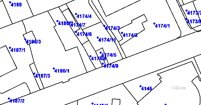 Parcela st. 4174/5 v KÚ Liberec, Katastrální mapa