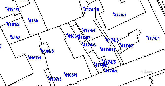 Parcela st. 4174/6 v KÚ Liberec, Katastrální mapa