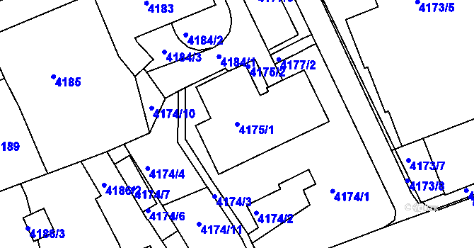 Parcela st. 4175/1 v KÚ Liberec, Katastrální mapa